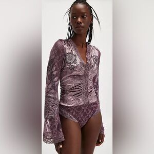 Free People NWOT Night Owl Bodysuit purple size S